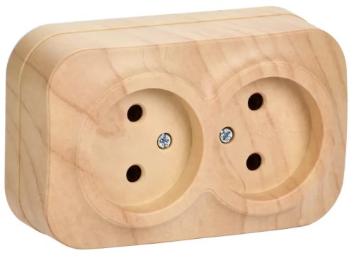 Розетка без заземления накладная IEK Glory РС22-2-ХС 2-м. сосна картинка